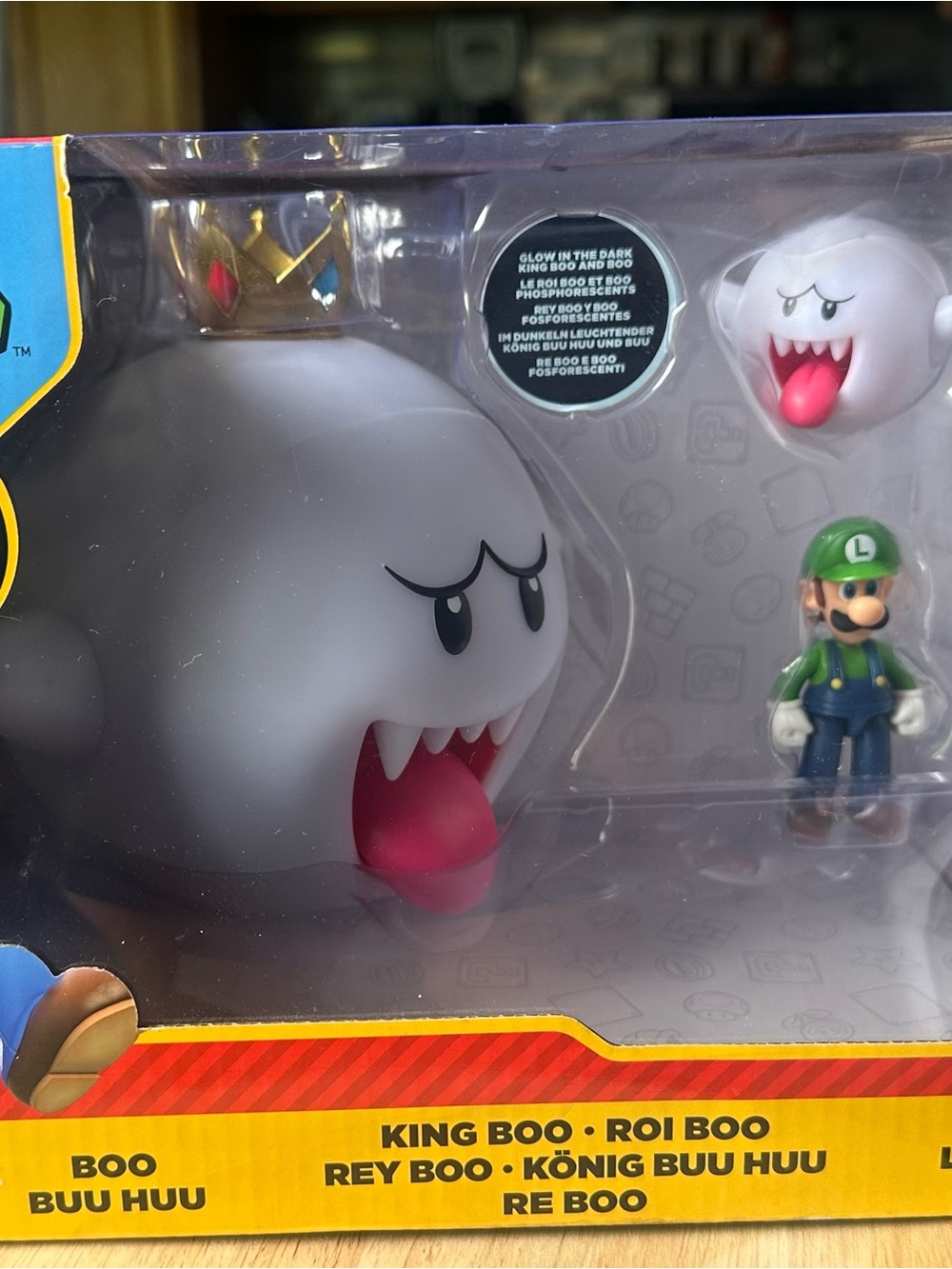 Nintendo Super Mario King Boo & Luigi Mini Figures - White, Gold, Pink, Green